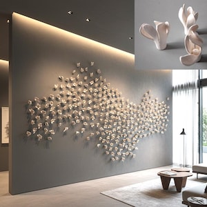 Dimensional Wall Flowers Modern Minimalist 3D Installation Wall Art Set