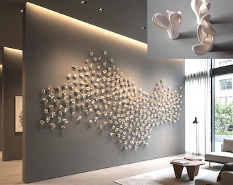 Dimensional Wall Flowers Modern Minimalist 3D Installation Wall Art Set