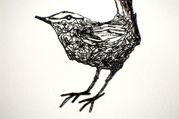 Wren Oiseau Stylo 3d Dessin Jardin Faune Noir Et Blanc Oiseaux Illustration Amant Cadeau Nature Art Mur 3d