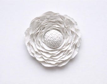 Handmade White Clay Flower Wall Sculpture: Modernist Botanical Art