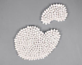 Abstract Organic Shape Nautical Ocean Inspired White Clay Wall Art Tile Beach House Decor