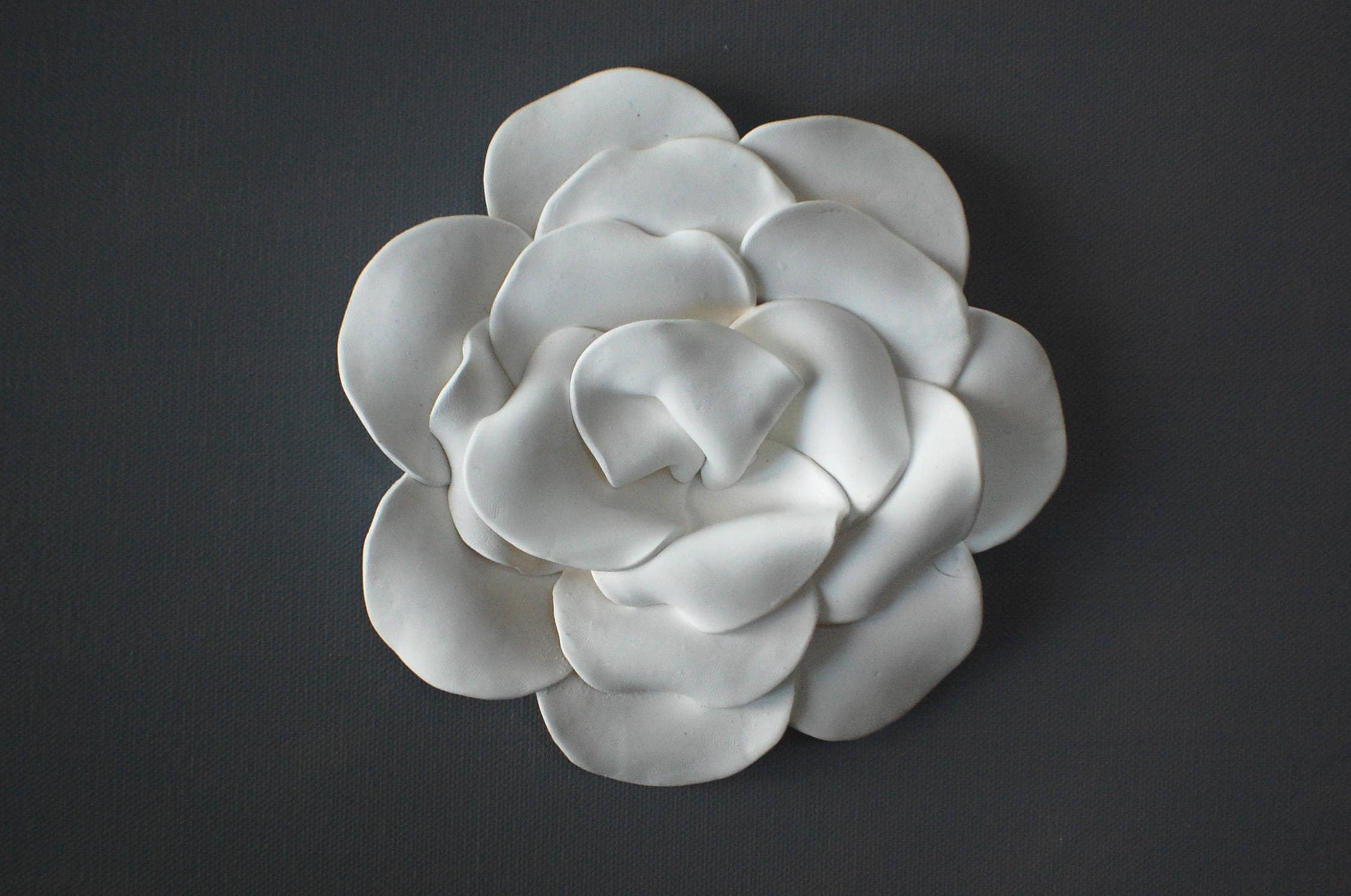 Camellia Flower Wall Sculpture Coffee Table Ornament White 