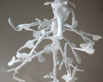 Sea Dragon Seahorse Mobile Sculpture - Hamptons Decor Ocean Environmental Sculpture Art in White Limited Edition Art