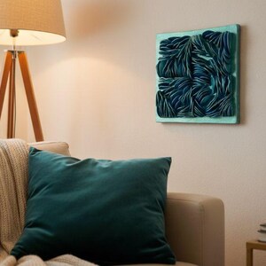 Textured Water Wall Art - Black or Emerald Metallic 3D Dimensional Decor image 5