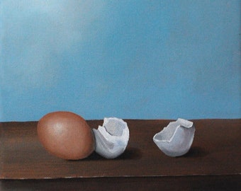 Kitchen Still Life Painting - Eggs Kitchen Art Oil Painting Original Small Wall Art on Canvas