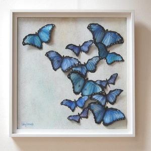 Pittura artistica da parete incorniciata con farfalle 3D
