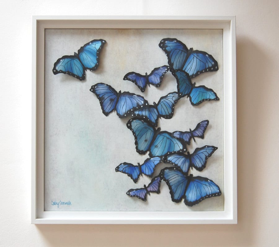 3D Butterflies Painting 3D Wall Art Blue Abstract Art Etsy