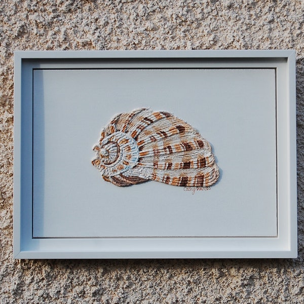 Sea Shell Painting - String Art Textured Abstract Wall Art Nautical Sea Beach Art Framed Artwork Nursery Decor