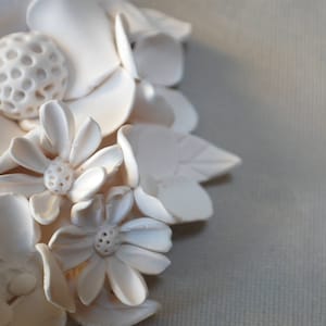 Wall Sculpture Art, 3D Wall Art, Clay Flowers, 3D Flower Wall Art, Floral Wall Tile, Flower Wall Decor, 3D Flowers, Modern 3D Art, White Art