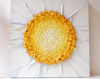 3D Daisy Flower Wall Art Home Decor Bloemen getextureerde muur hangen