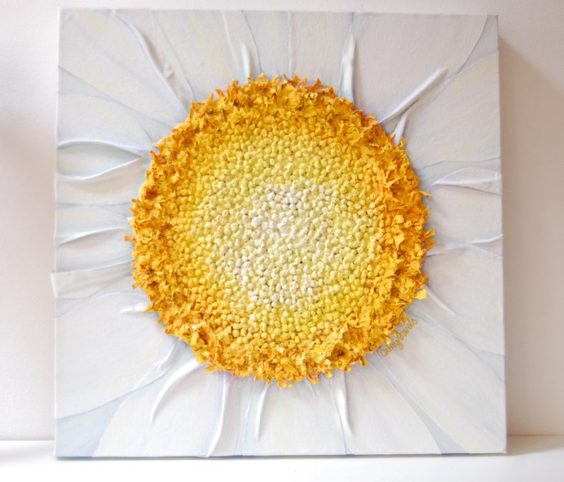 3D Flower Wall Art Home Decor Floral Wall Art Daisy Painting Etsy