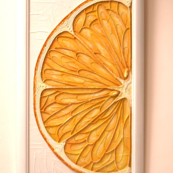 Orange Acrylic Painting - String Art Macro Original Mixed Media Abstract - The Gift of Art