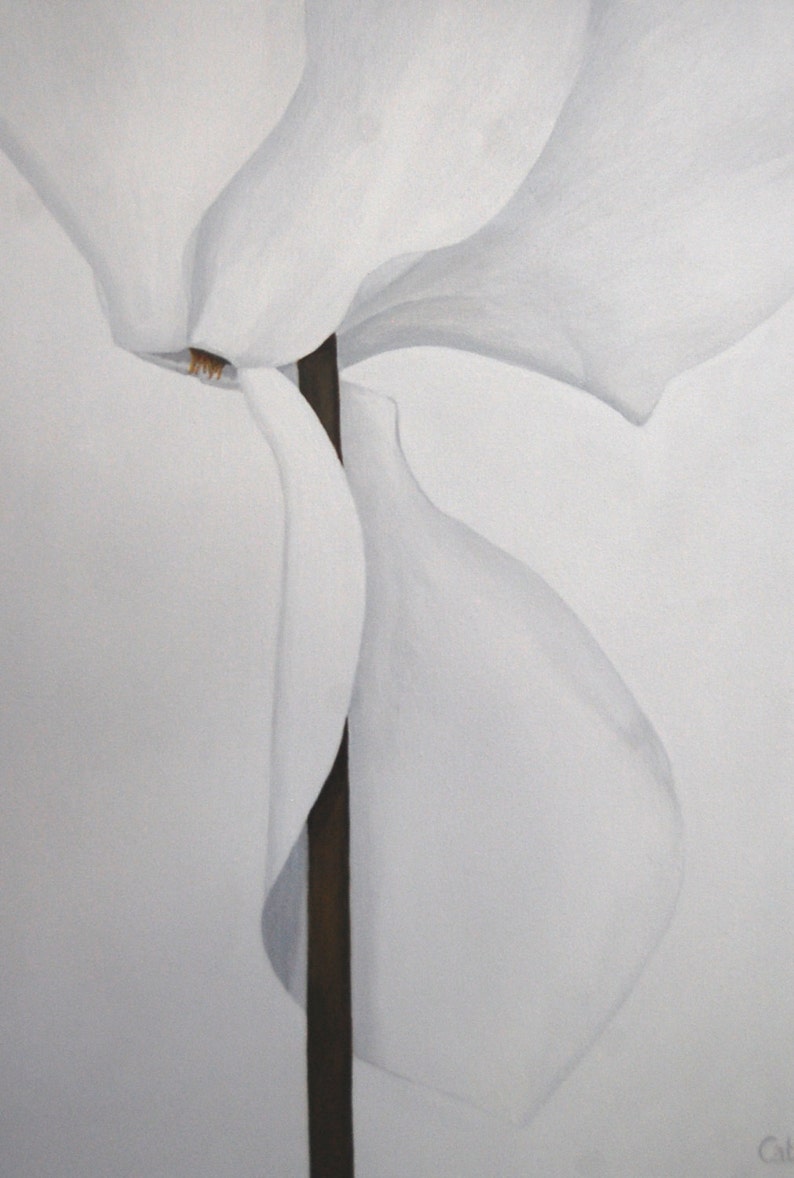 Flower Canvas Painting White Cyclamen Flowers Floral Wall Decor Botanical Diptych Original Art 2 Panel Wall Art image 4