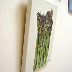 Asparagus Oil Painting 3D Paper Mixed Media Green Vegetable Food Art Kitchen Wall Decor image 5