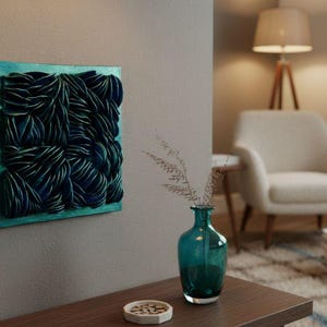 Textured Water Wall Art - Black or Emerald Metallic 3D Dimensional Decor image 15