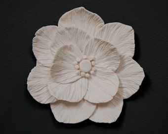 Anemone White Flower Wall Sculpture -  Limited Edition Wall Flower Installation Art Interior Design Decor