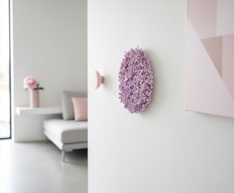Romantic Lilac Flower Sculpture: Pink Floral Wall Art Cottagecore Home Decor - Limited Edition image 7