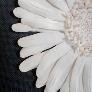 White Wall Art 3D Wall Sculpture Gerbera Daisy Clay Flower Small Wall Art Textured Wall Hanging Country Cottage Decor image 3