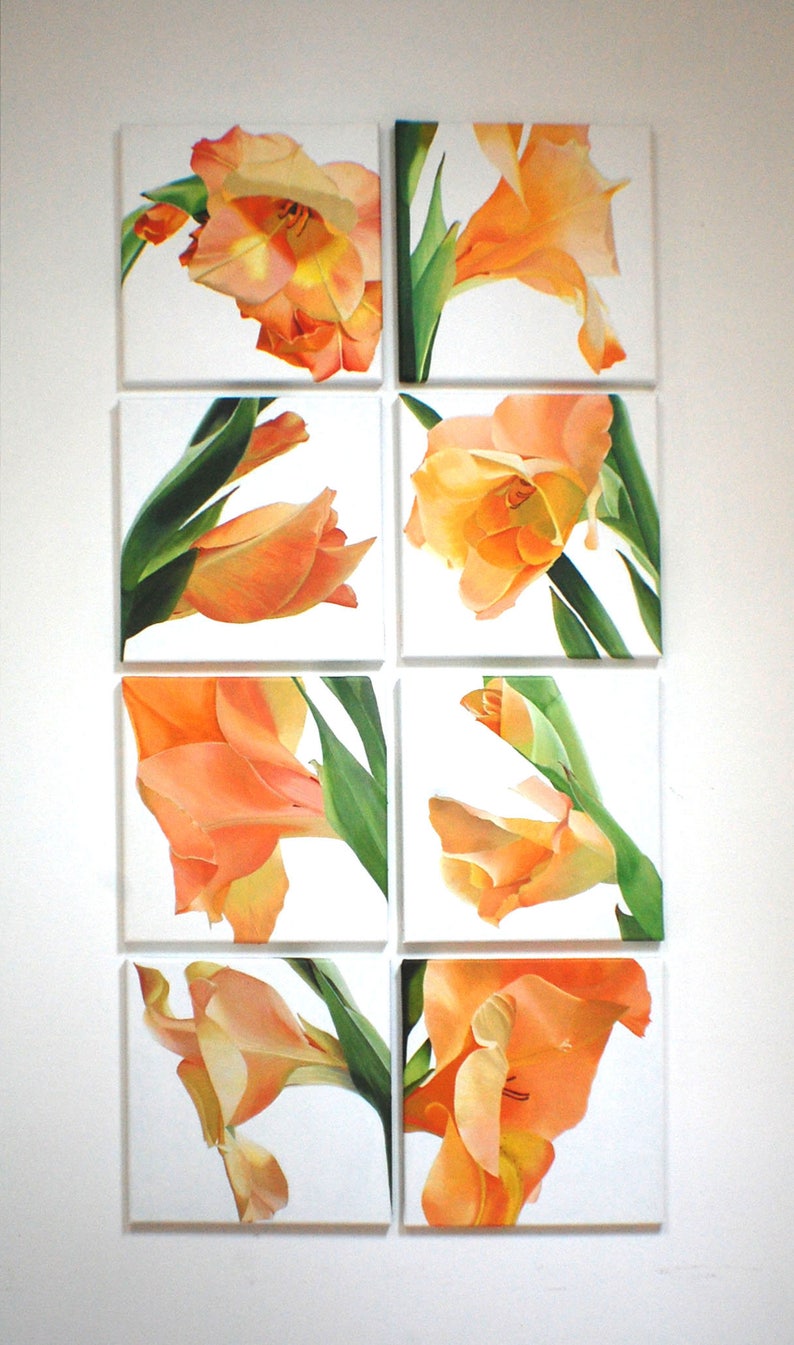 Orange Flower Painting  Gladiolus Macro Botanical Modern image 4