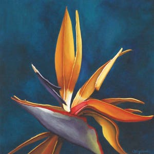 Bird-of-Paradise Flower String Art Painting - Bright Colorful Teal Background Floral Wall Art Parisian Art String Art Oiseau de Paradis