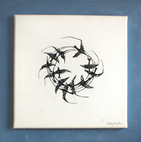 Swallow Birds 3D Pen Art Abstract Black and White Wall - Etsy Israel