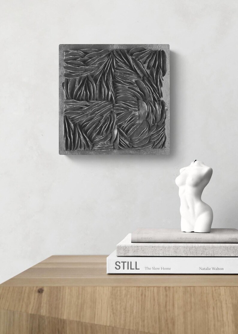 metallic black clay ripples textured wall art