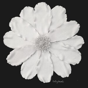 Large White Clay Zinnia 3D Floral Sculpture: Minimalist Japandi Decor, Textured Statement Piece