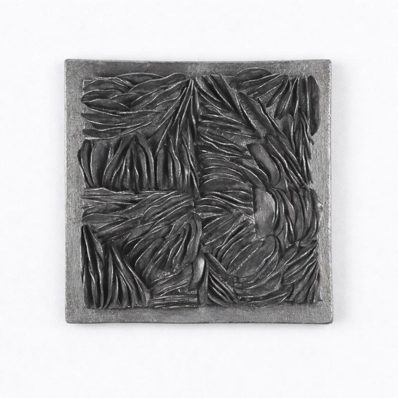 Textured Water Wall Art - Black or Emerald Metallic 3D Dimensional Decor image 1