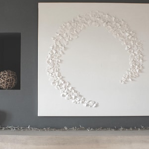 Ginkgo Leaves Wall Sculpture - 3D Wall Art Ginkgo Biloba Clay White on White Decorative Wall Hanging