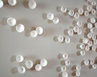 Abstract Modern Organic Dimensional Decor Wall Art Sculpture Installation in Matte White