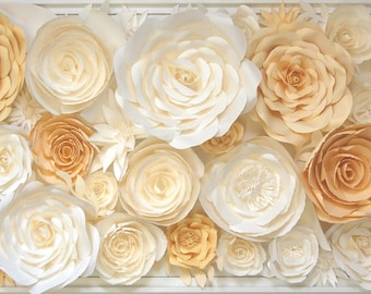 Paper Flower Art - Flower Wall Sculpture, Nursery Decor, Living Room Art, 3D Wall Decoration, White Yellow Paper Flower