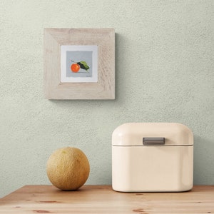Pittura a olio di frutta arancione - Clementina Mandarino Tradizionale natura morta Pittura a olio originale in miniatura su carta
