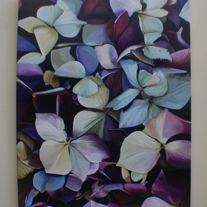 Hydrangea Painting - Purple Hydrangea Large Botanical Flower Oil Painting Wall Art