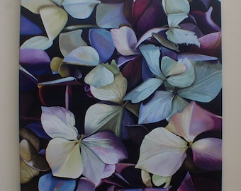 Hydrangea Painting - Purple Hydrangea Large Botanical Flower Oil Painting Wall Art