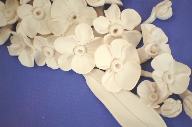 Forget-me-Not Wall Sculpture  3D Lilac Flower Clay Wall Art image 4