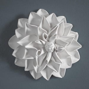 Limited Edition White Dahlia Wall Sculpture | 3D Floral Art Modern Organic Botanical Decor