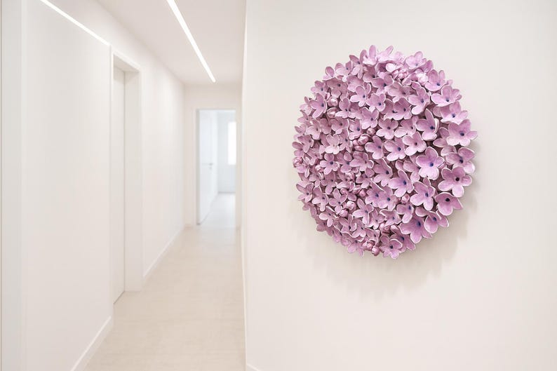Romantic Lilac Flower Sculpture: Pink Floral Wall Art Cottagecore Home Decor - Limited Edition image 11