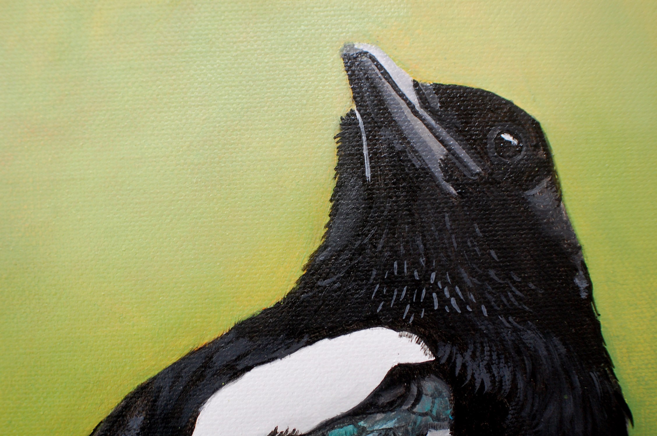 Magpie Art - Magpie Bird, Good Luck Gifts, Painting, Wildlife Decor, Garden Bird Lover Gift, Gift Fo