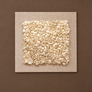 Cream Linen Framed Clay Textured Dimensional Wall Art - Organic Modern 3D Designer Wall Decor image 2