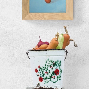 Still Life Painting Stacking Eggs Kitchen Art Surreal Quirky Artwork Acrylic Original Botanical Wall Art image 5