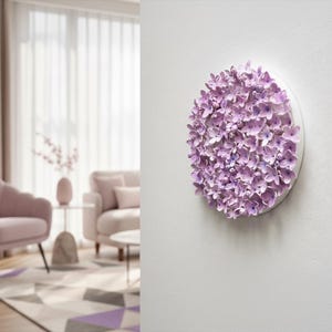 Romantic Lilac Flower Sculpture: Pink Floral Wall Art Cottagecore Home Decor - Limited Edition image 2
