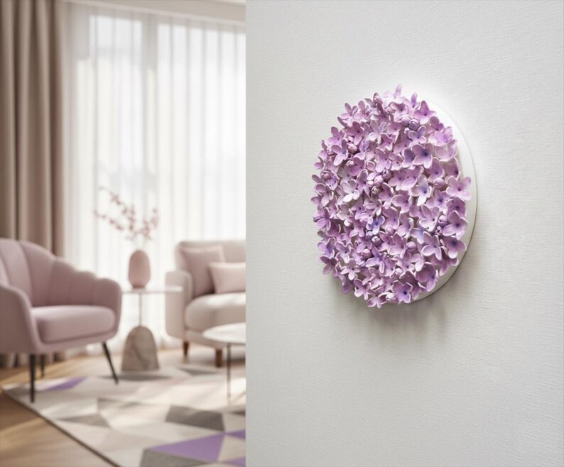 Romantic Lilac Flower Sculpture: Pink Floral Wall Art Cottagecore Home Decor - Limited Edition image 2