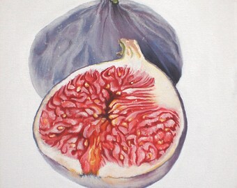 Fig Painting - Figs Still Life, Small Oil Painting, Modern Botanical, Food Painting, Fruit Picture, Square Painting,