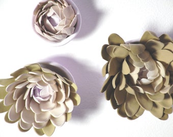 Clay Wall Flowers Decor in Coffee Brown - Create Your Own Art Installation