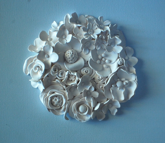 Wall Sculpture Art, 3D Wall Art, Clay Flowers, 3D Flower Wall Art