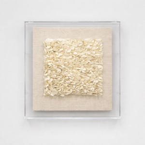 Cream Linen Framed Clay Textured Dimensional Wall Art - Organic Modern 3D Designer Wall Decor image 16