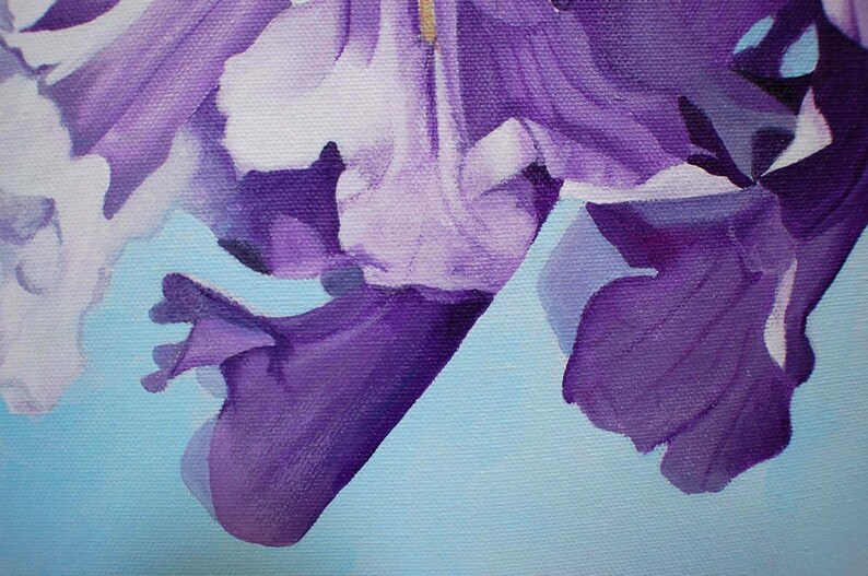Purple African Tree Flower Macro Photo-Realistic Original Wall Art Jacaranda Flower Painting
