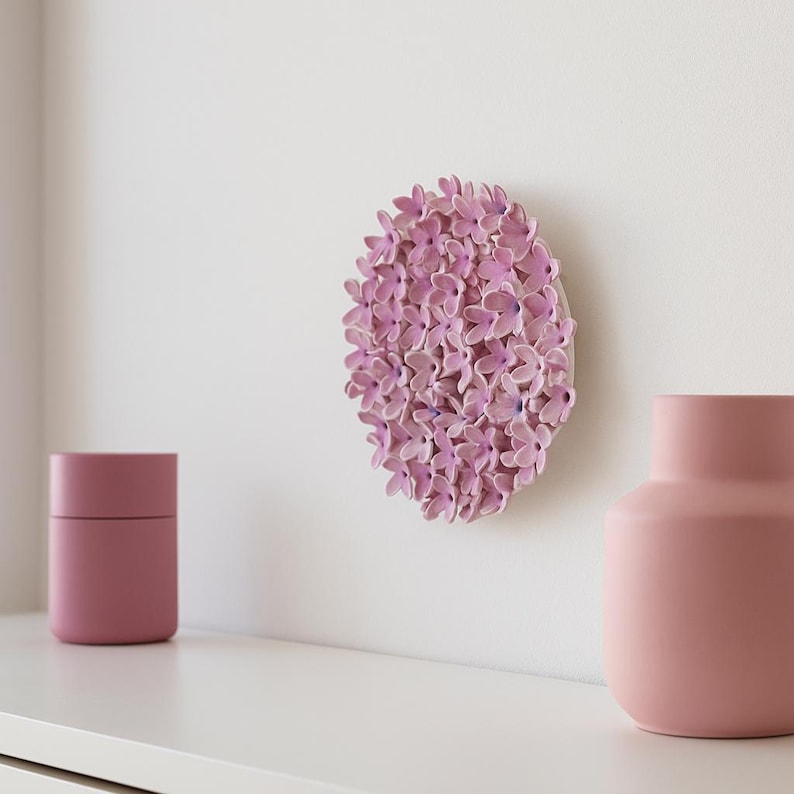 Romantic Lilac Flower Sculpture: Pink Floral Wall Art Cottagecore Home Decor - Limited Edition image 6