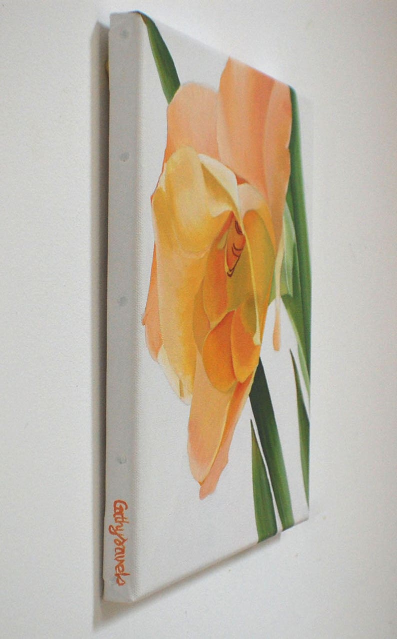 Orange Flower Painting  Gladiolus Macro Botanical Modern image 3