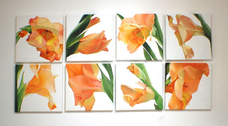Orange Flower Painting  Gladiolus Macro Botanical Modern image 5